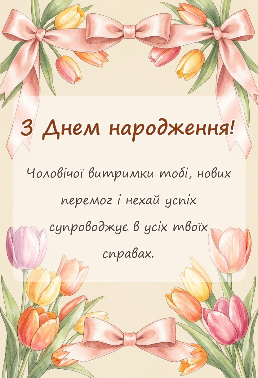 листівка з побажанням - привітання з днем народження друга чоловіка