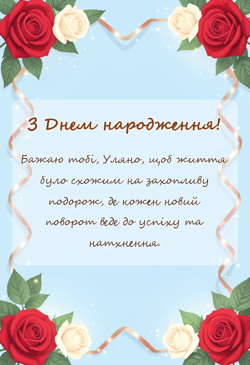 листівка з побажанням - привітання з днем народження уляні