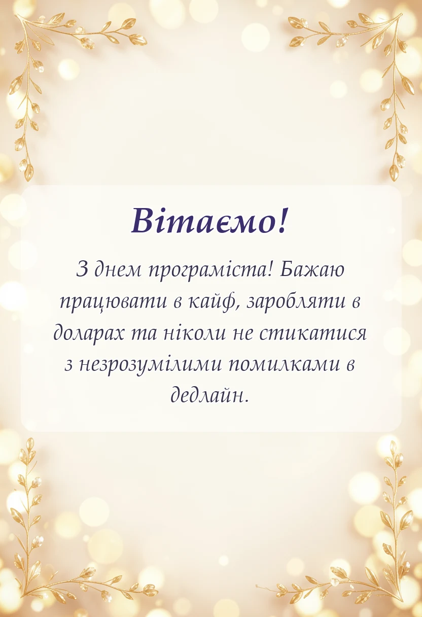 листівка з побажанням - привітання з днем програміста