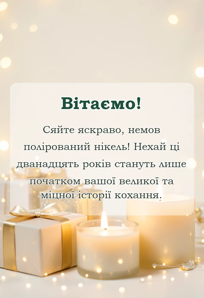 унікальна листівка - привітання з нікелевим весіллям