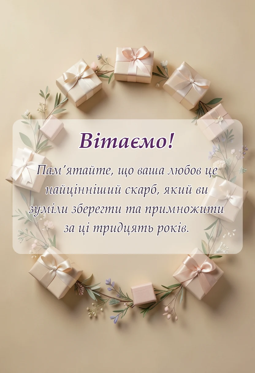 святкова картинка: привітання з перлинним весіллям