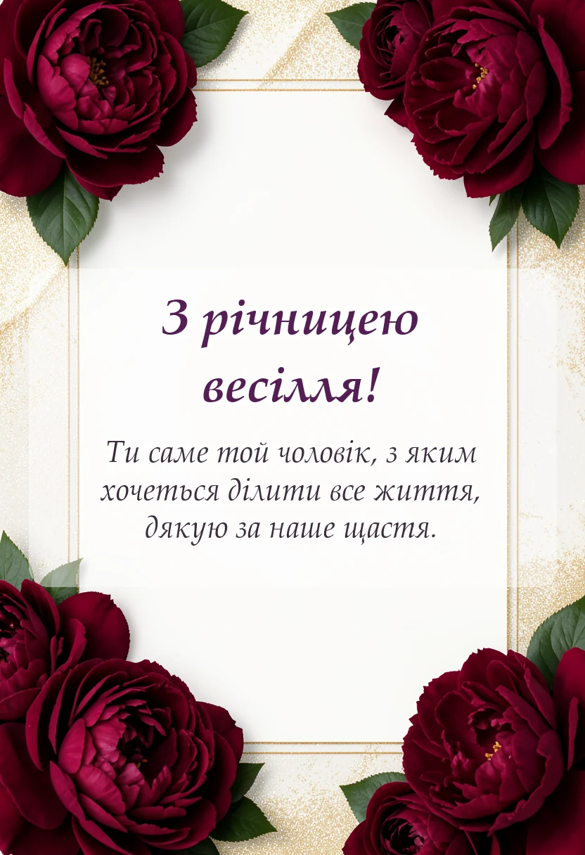 вітальна листівка - привітання з річницею весілля коханому