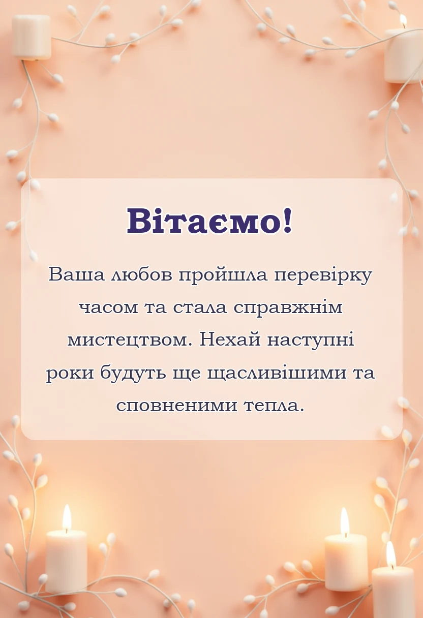 унікальна листівка - привітання на 20 років весілля своїми словами