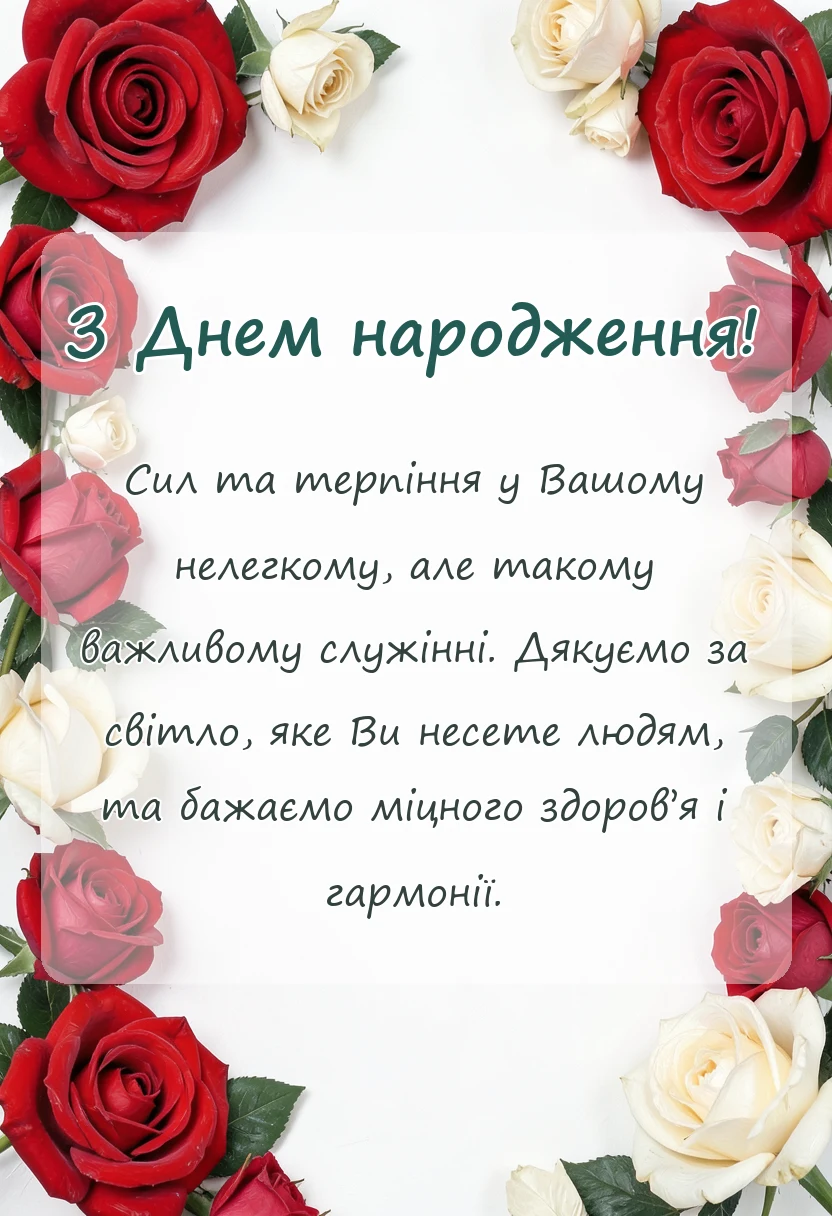 унікальна листівка - привітання священика з днем народження