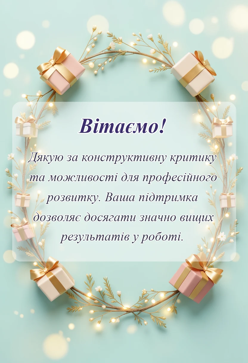 листівка з побажанням - слова подяки керівнику