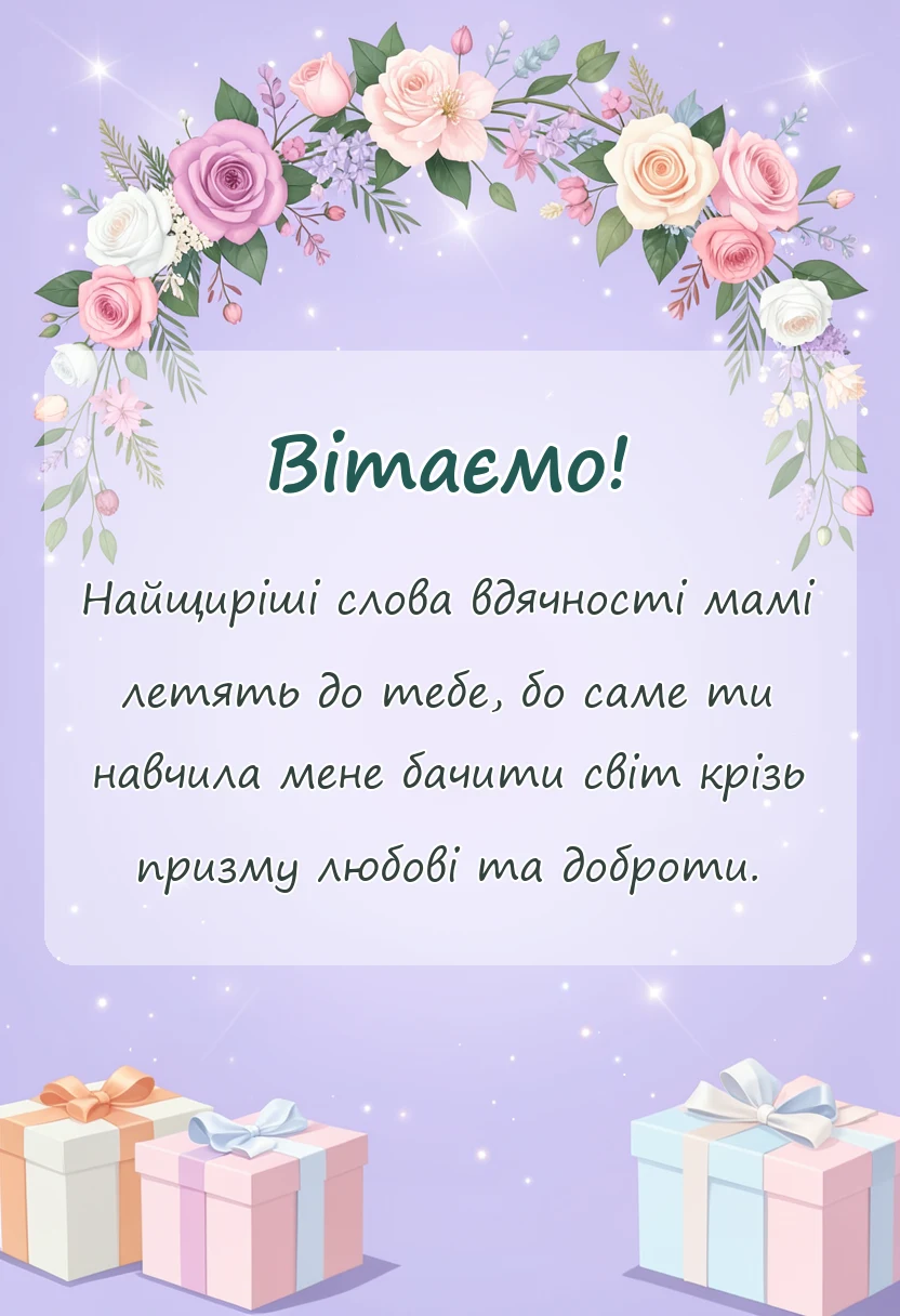 вітальна листівка - слова подяки мамі