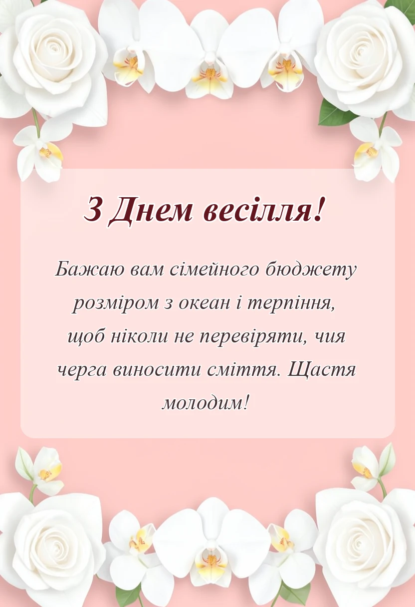 листівка з побажанням - короткі прикольні тости на весілля