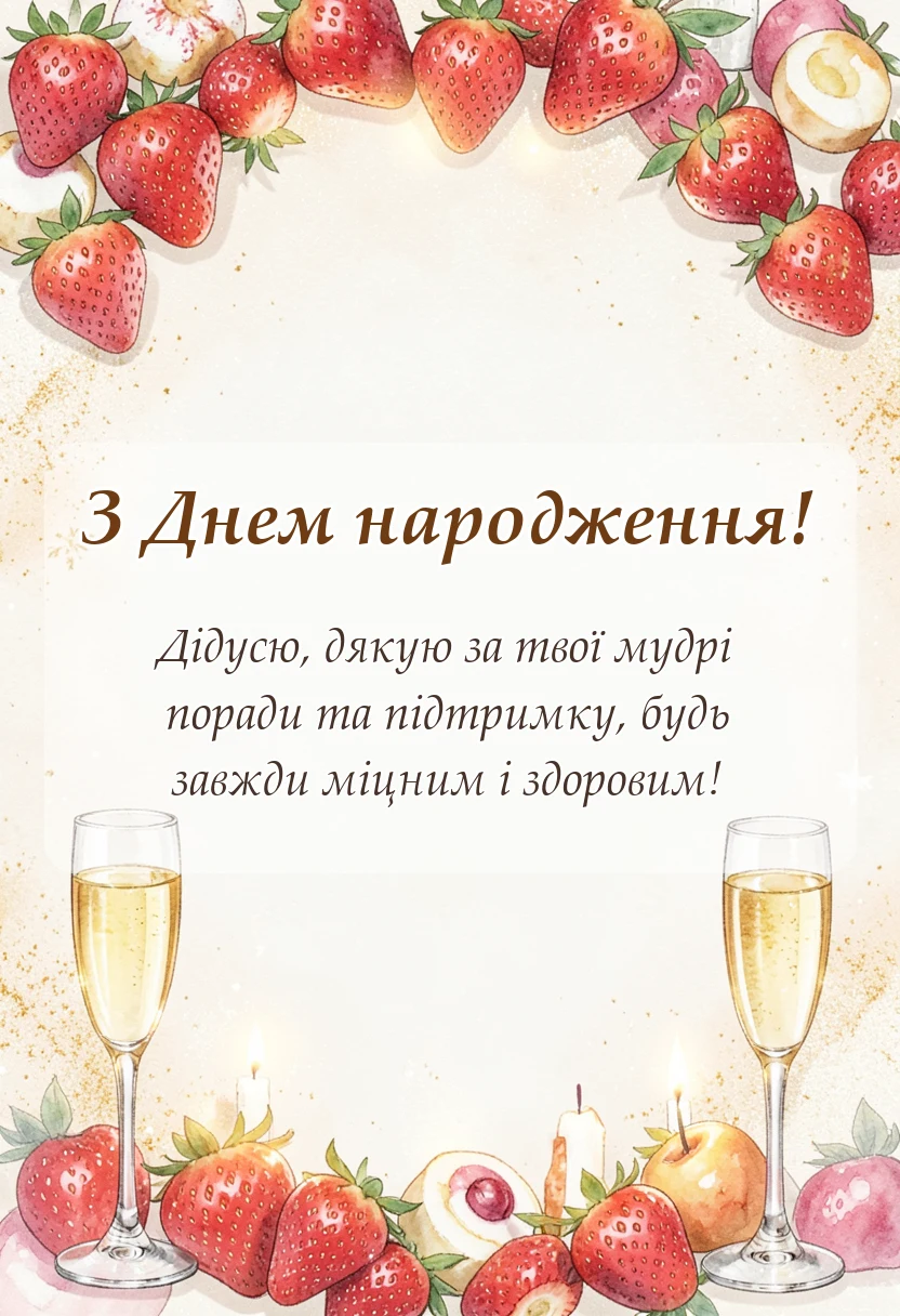 унікальна листівка - побажання на день народження дідові