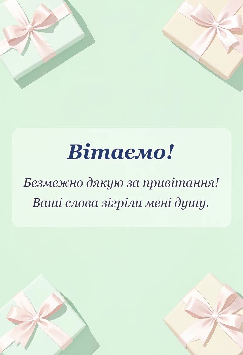 унікальна листівка - подяка за привітання своїми словами