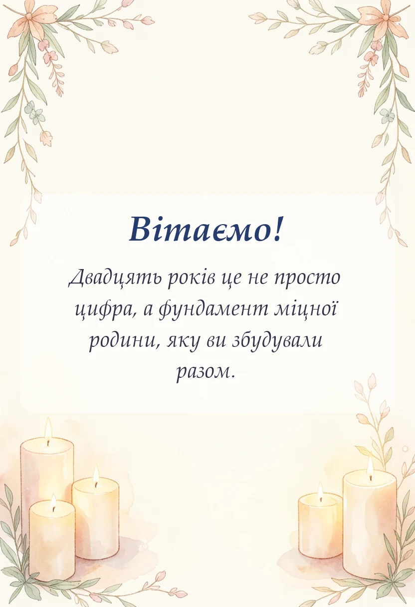 унікальна листівка - привітання з річницею весілля двадцять років картинки