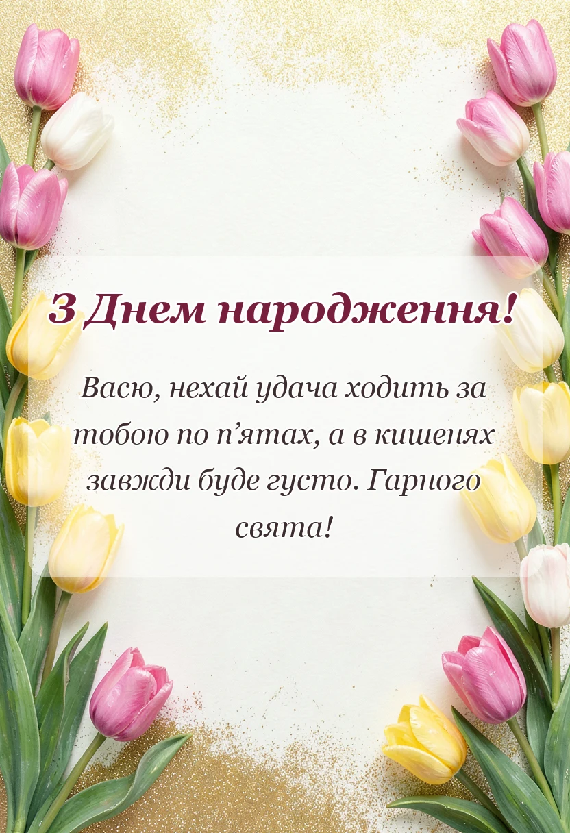 вітальна листівка - скачати картинку з днем народження вася