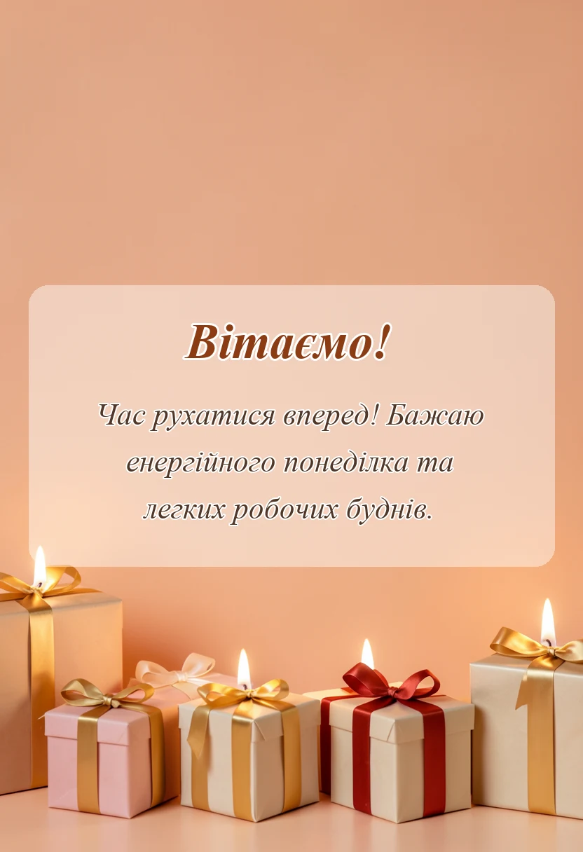 листівка з побажанням - побажання гарного понеділка та вдалого тижня своїми словами