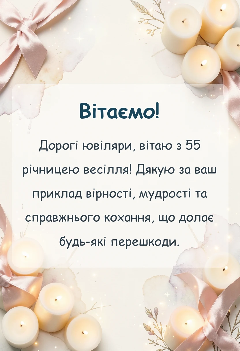 красива листівка: привітання з весілля 55 років