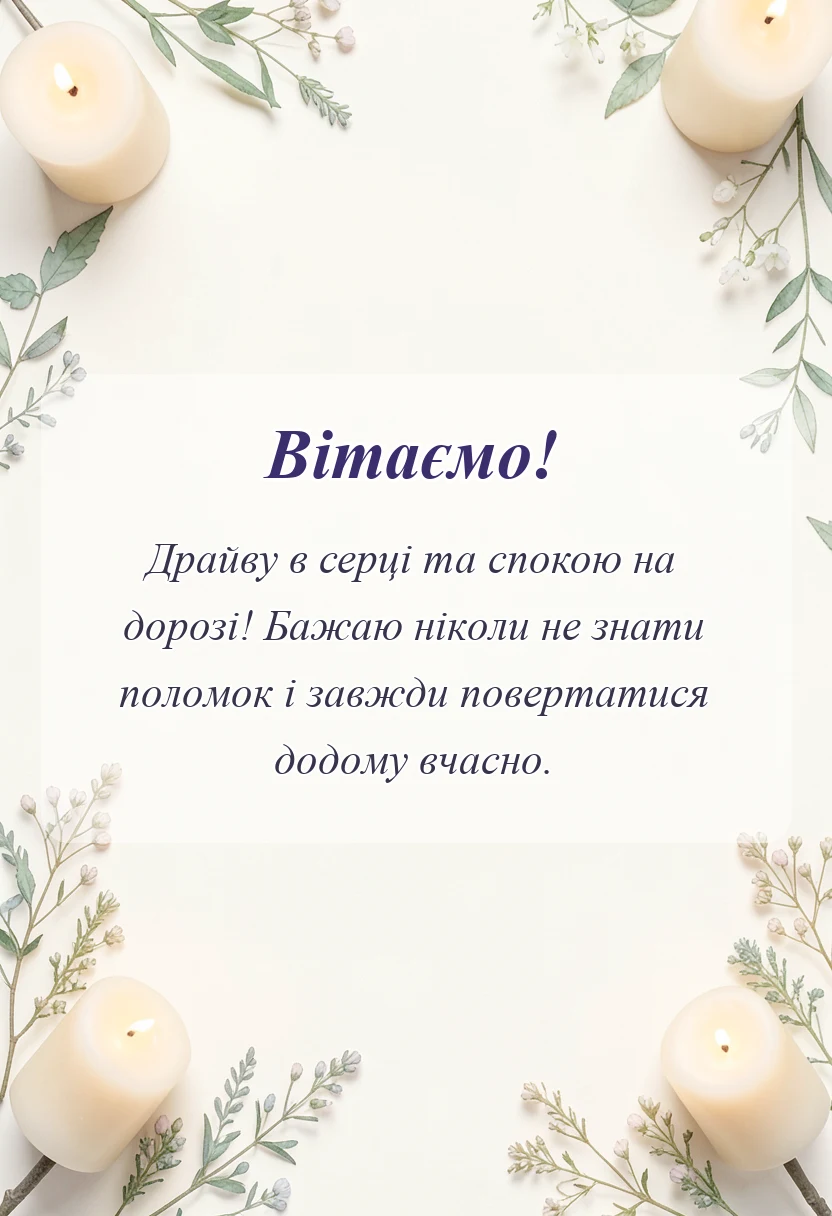 листівка з побажанням - привітання з днем автомобіліста