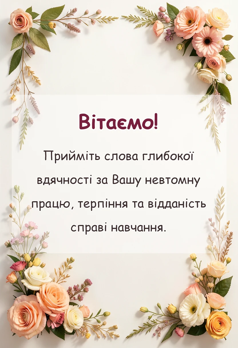унікальна листівка - привітання з днем вчителя