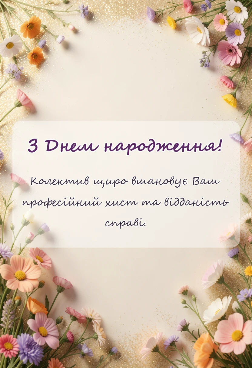 листівка з побажанням - привітання з днем народження директору жінці