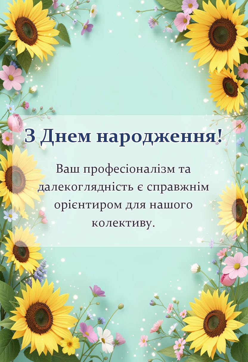 листівка з побажанням - привітання з днем народження директору чоловіку