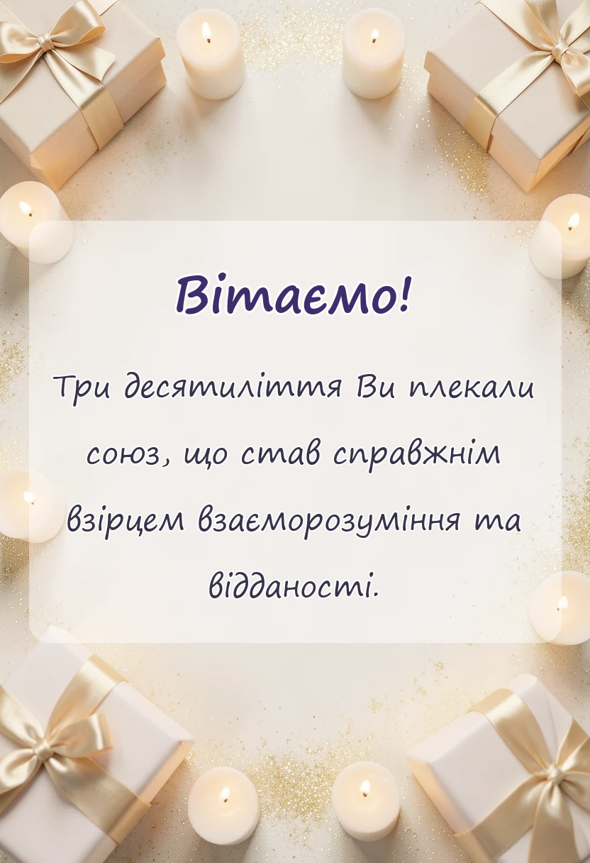 красива листівка: привітання з перлинним весіллям