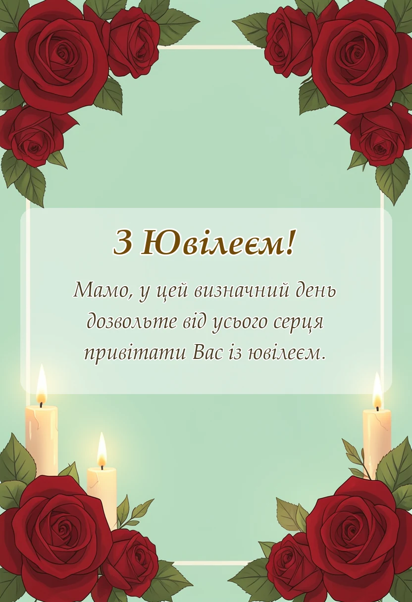унікальна листівка - привітання з ювілеєм мамі своїми словами