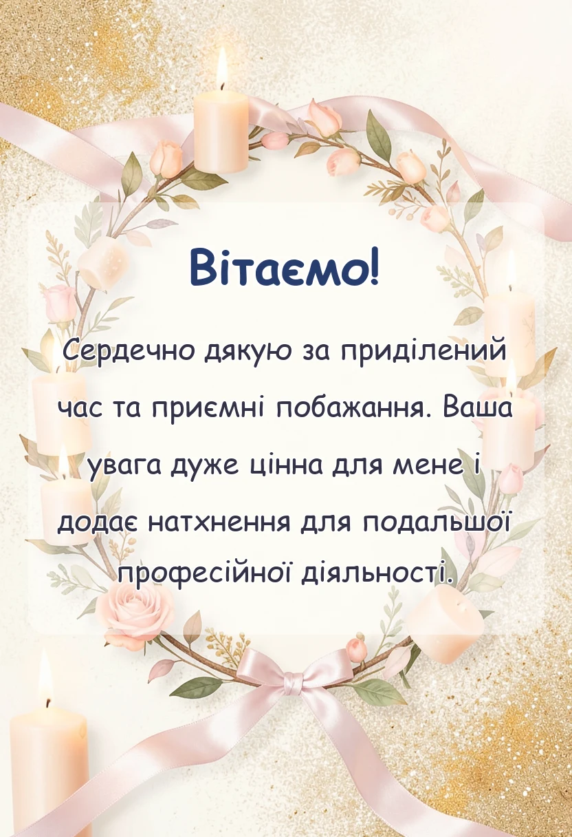 святкова картинка: подяка за привітання своїми словами