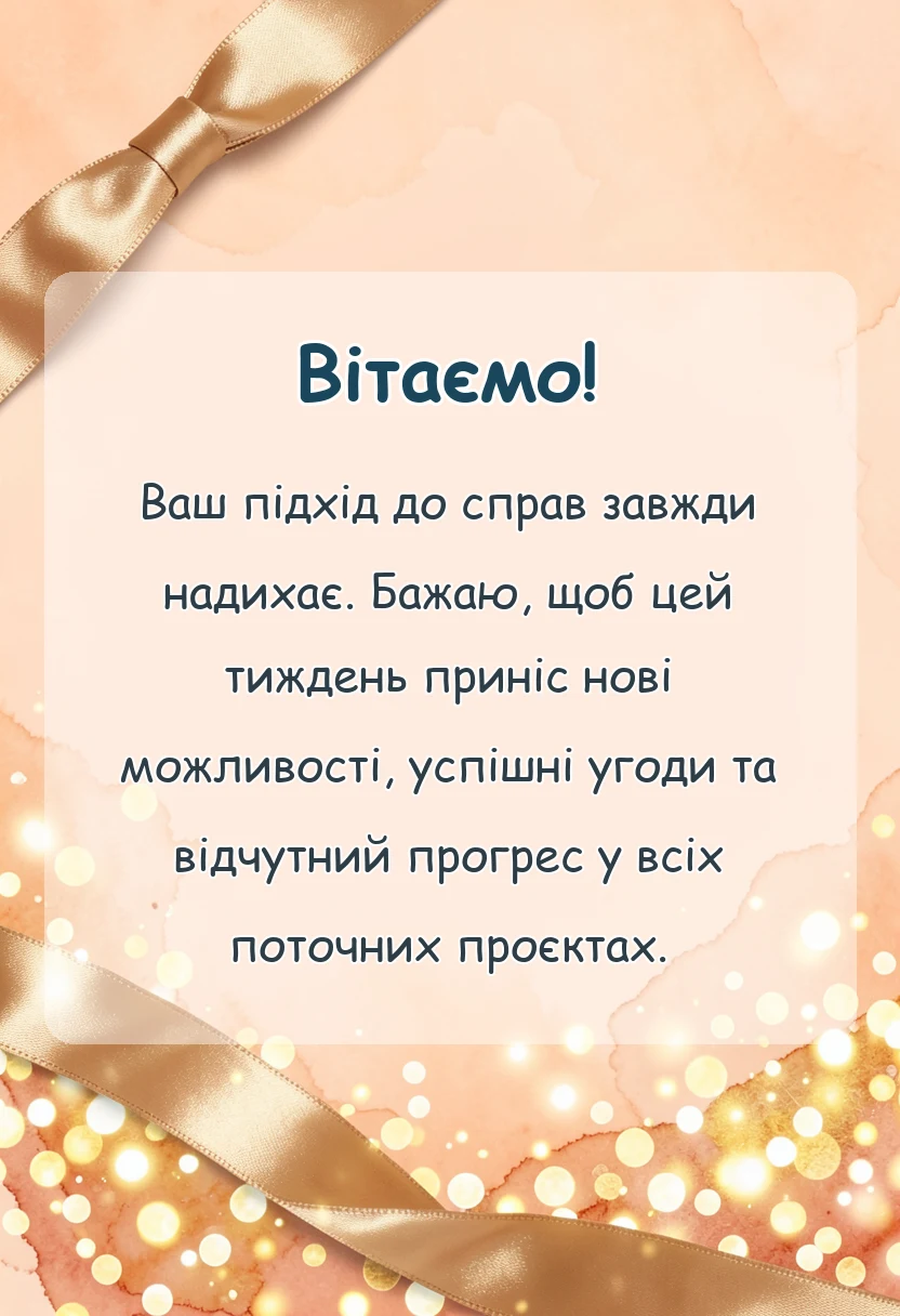 святкова картинка: побажання гарного понеділка та вдалого тижня своїми словами