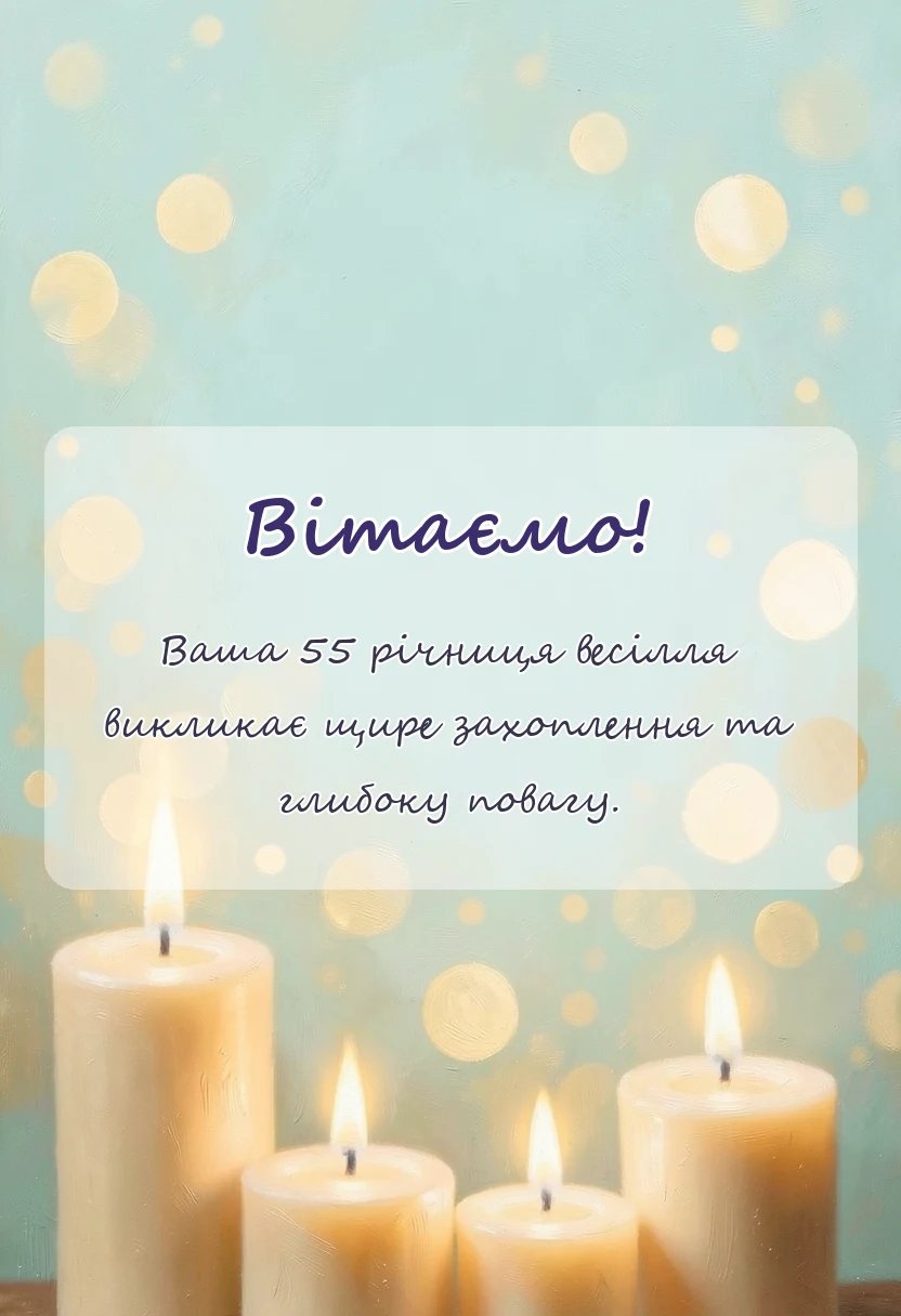 вітальна листівка - привітання з весілля 55 років