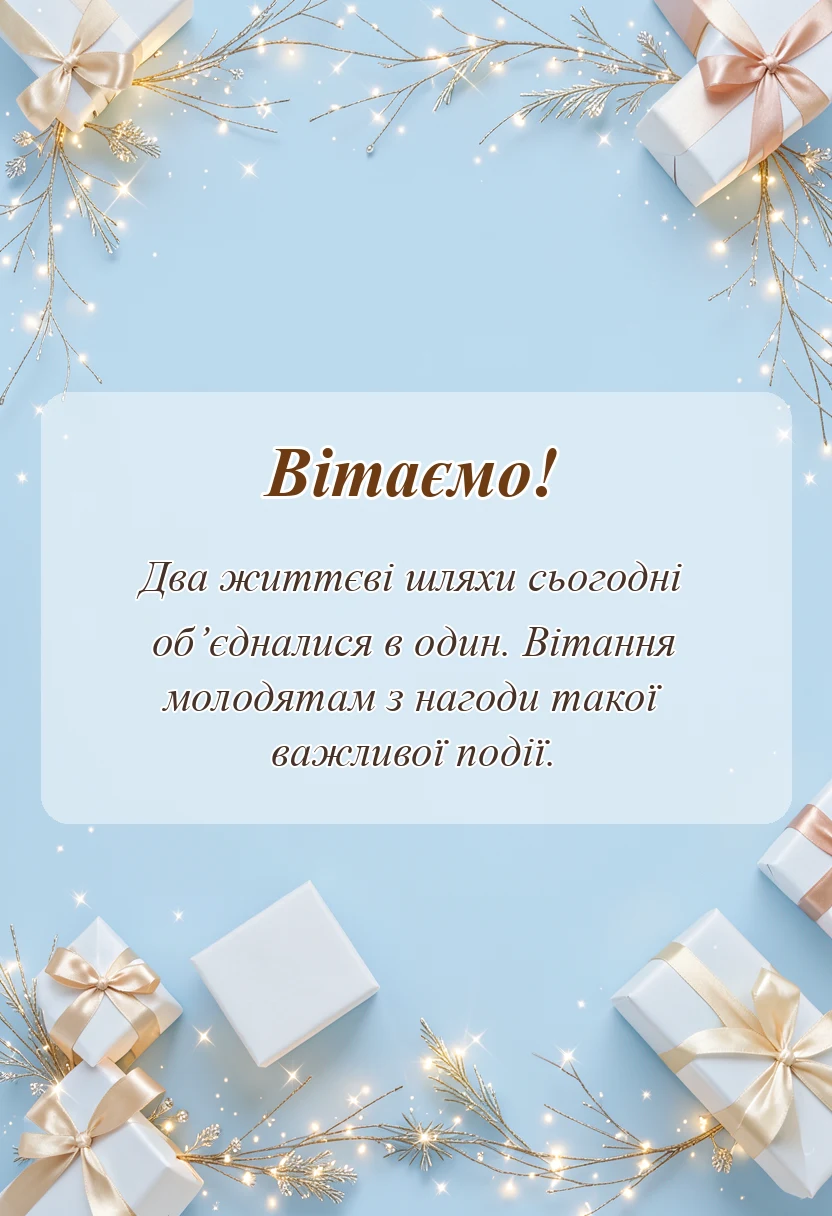 святкова картинка: привітання з одруженням дітям