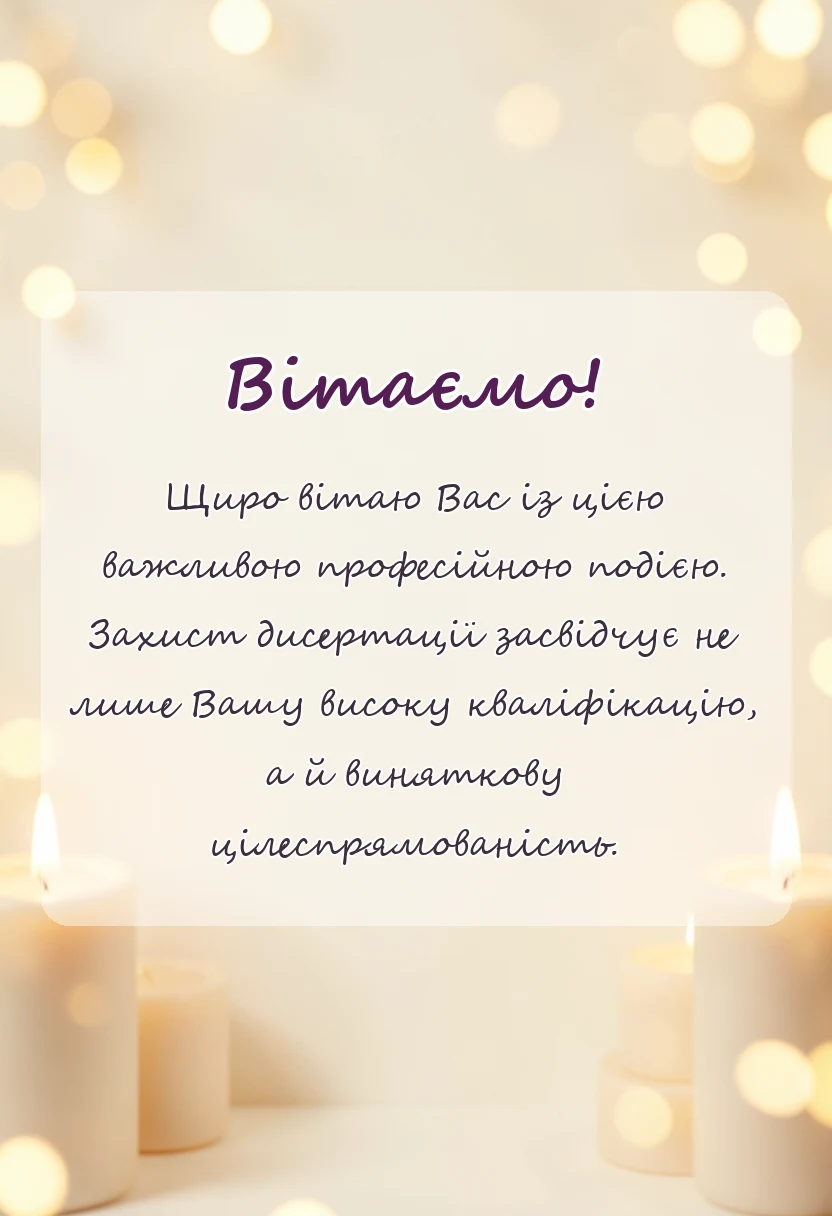 унікальна листівка - привітання з захистом дисертації своїми словами