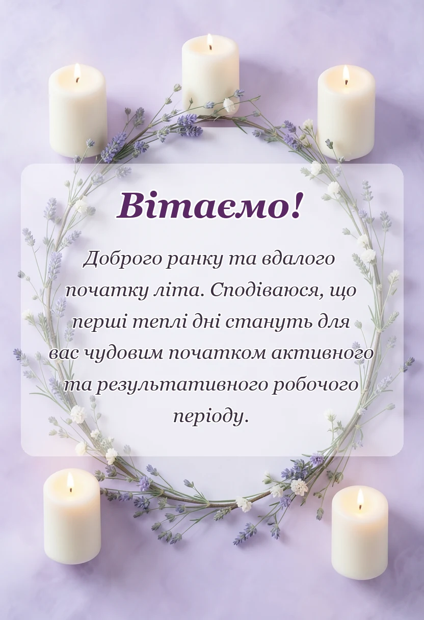вітальна листівка - привітання з першим днем літа доброго ранку