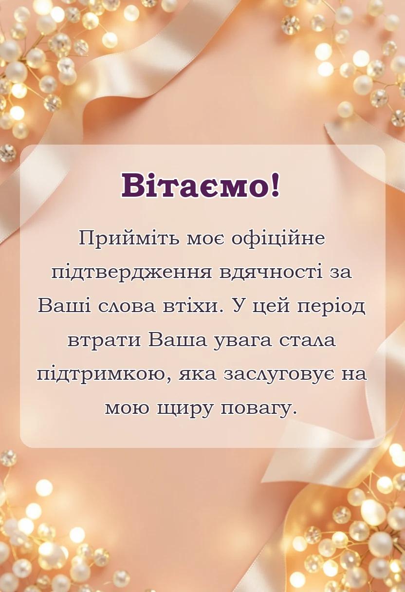 вітальна листівка - подяка за співчуття з приводу смерті батька