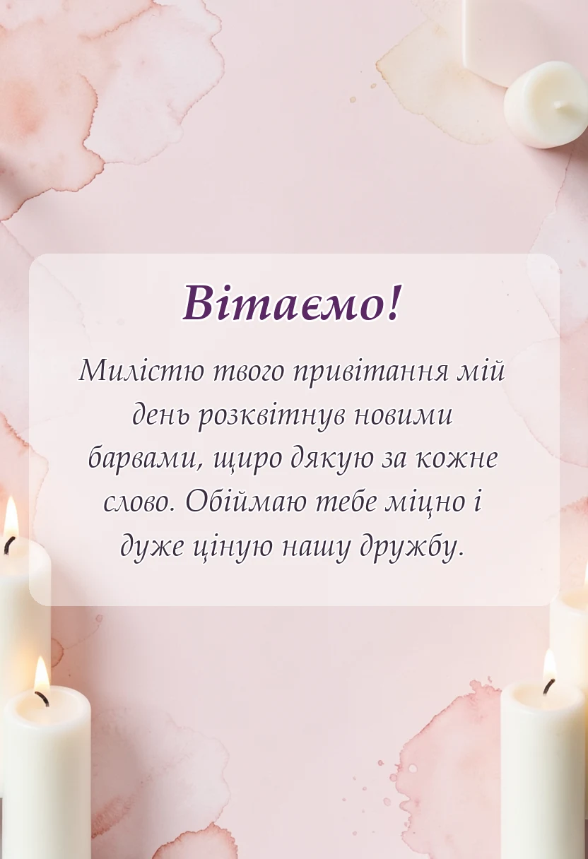 святкова картинка: подяка за привітання