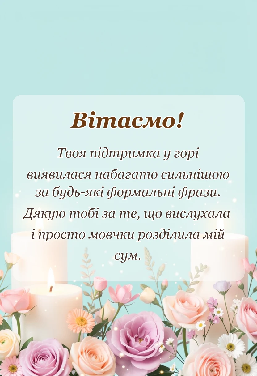 святкова картинка: подяка за співчуття через смерть мами