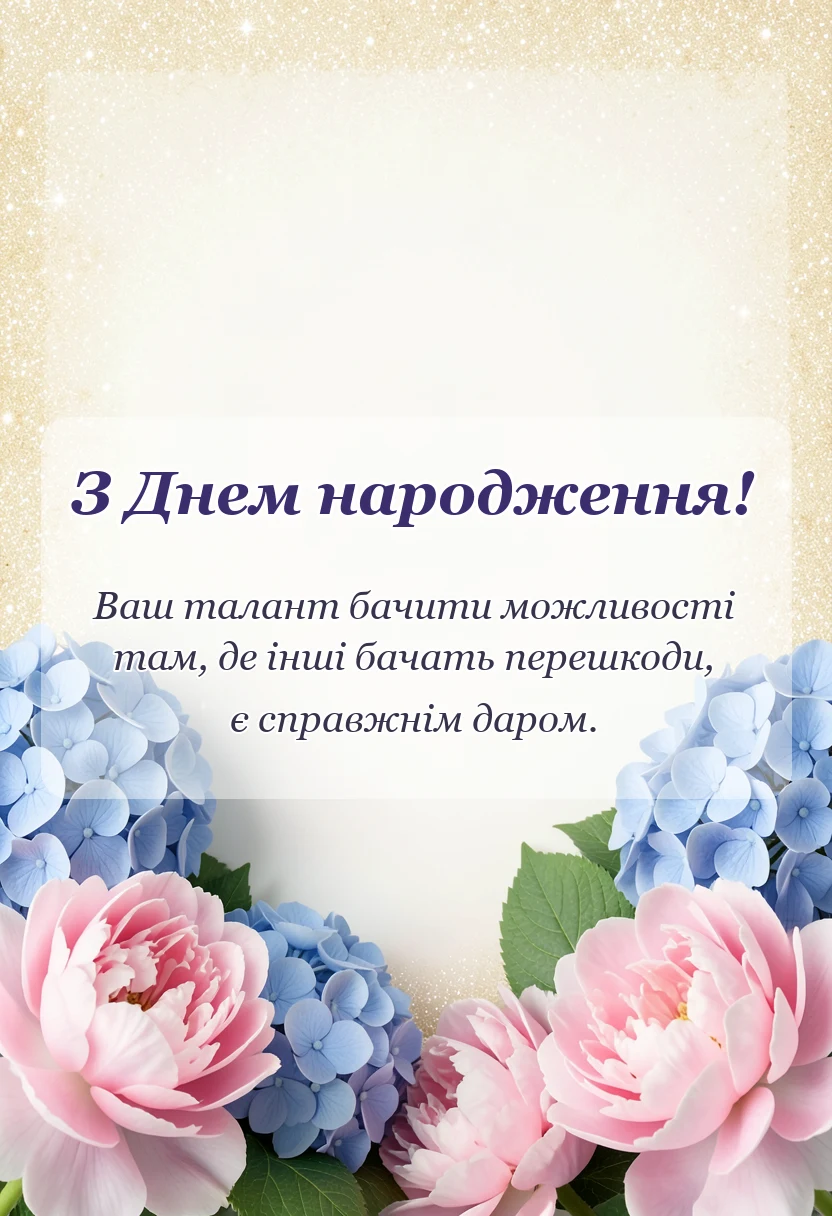 унікальна листівка - привітання з днем народження директору жінці