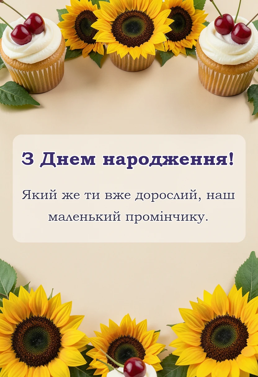 красива листівка: привітання з днем народження на 1 рік