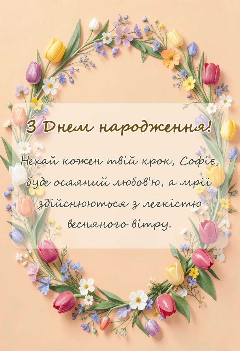 унікальна листівка - привітання з днем народження софія