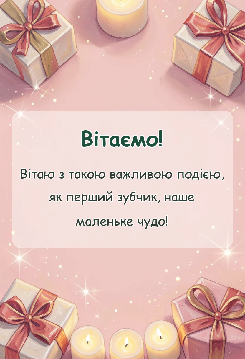вітальна листівка - привітання з першим зубчиком