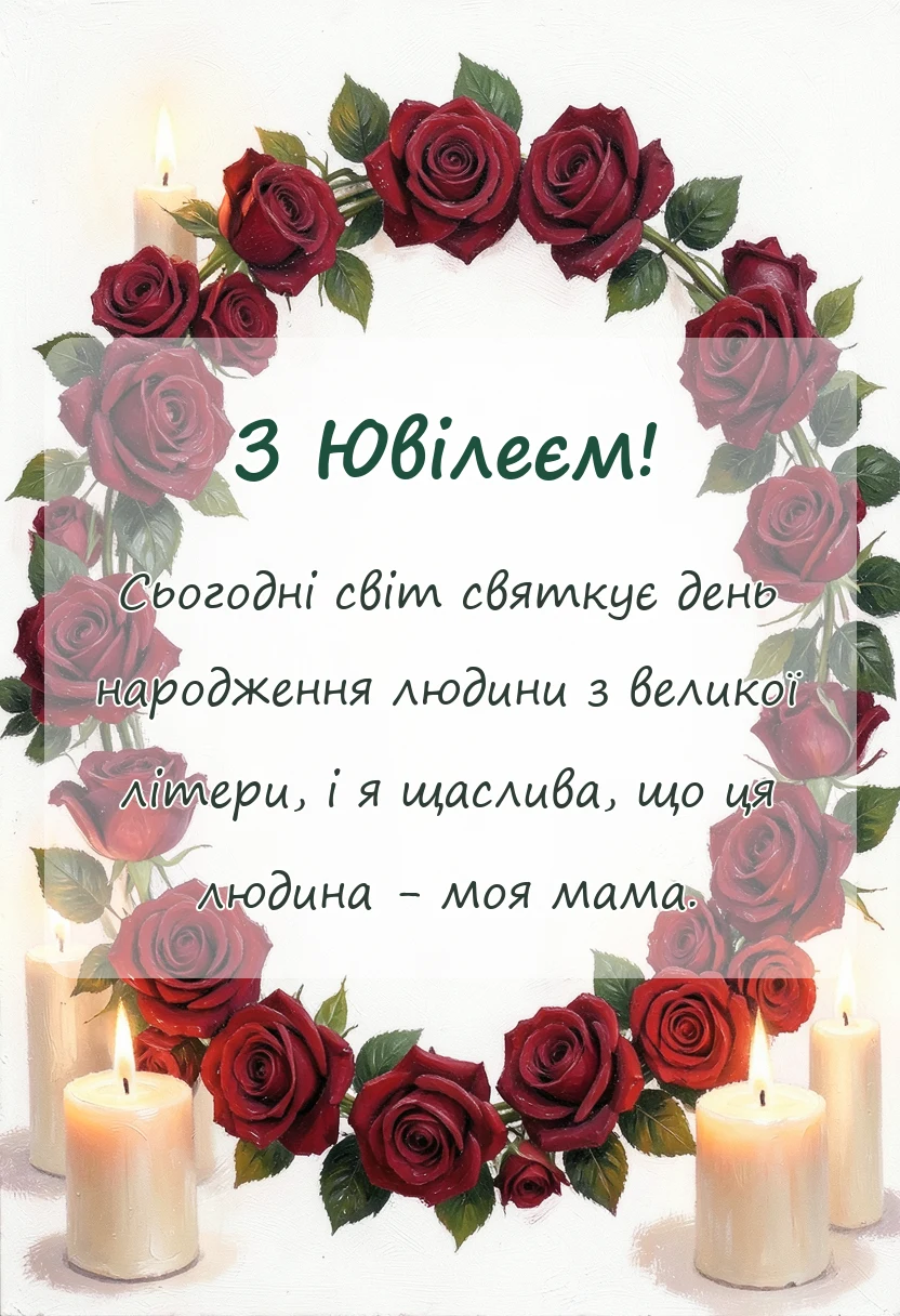 святкова картинка: привітання з ювілеєм мамі