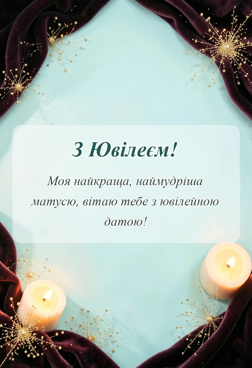вітальна листівка - привітання з ювілеєм мамі своїми словами