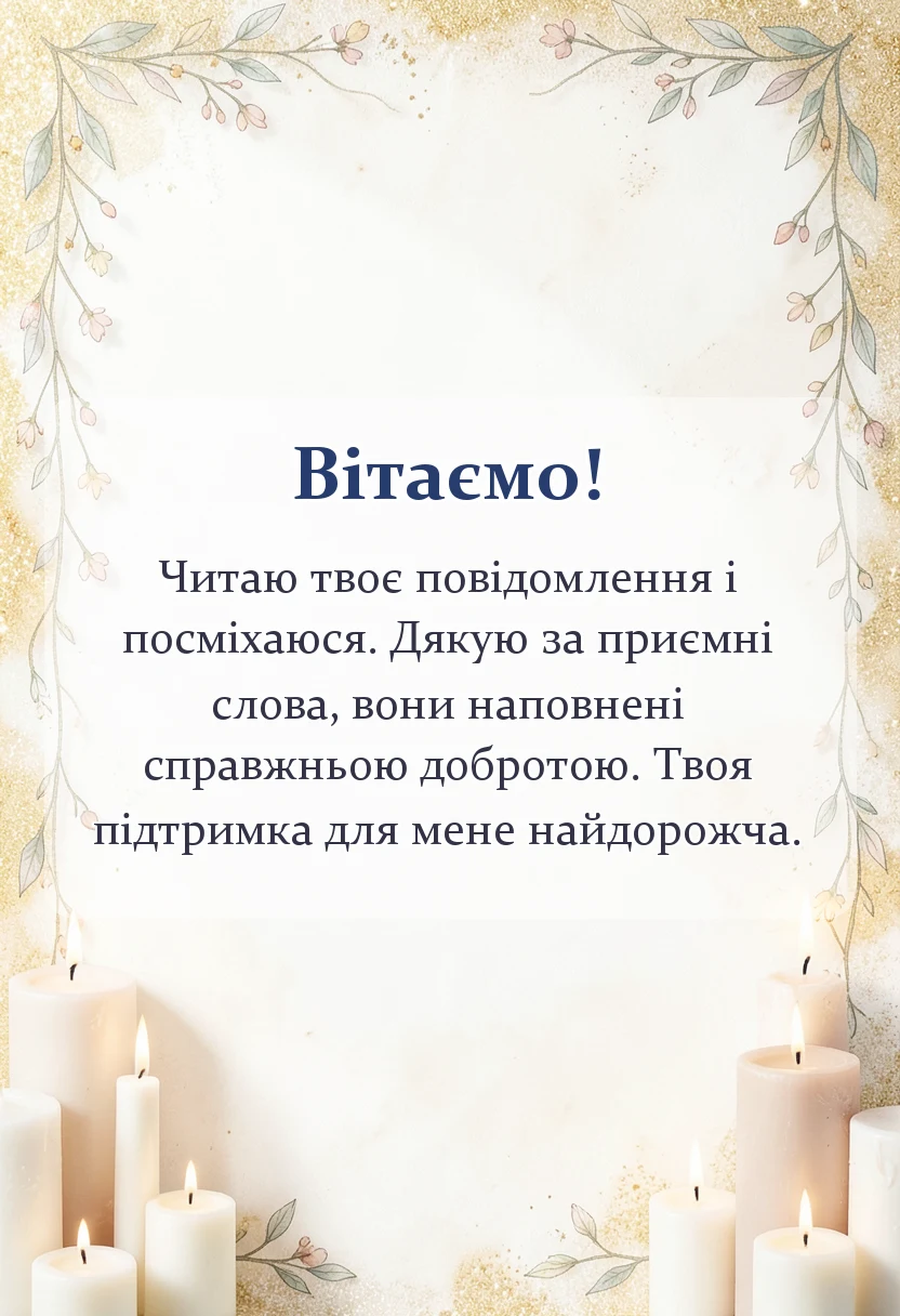 красива листівка: подяка за привітання своїми словами