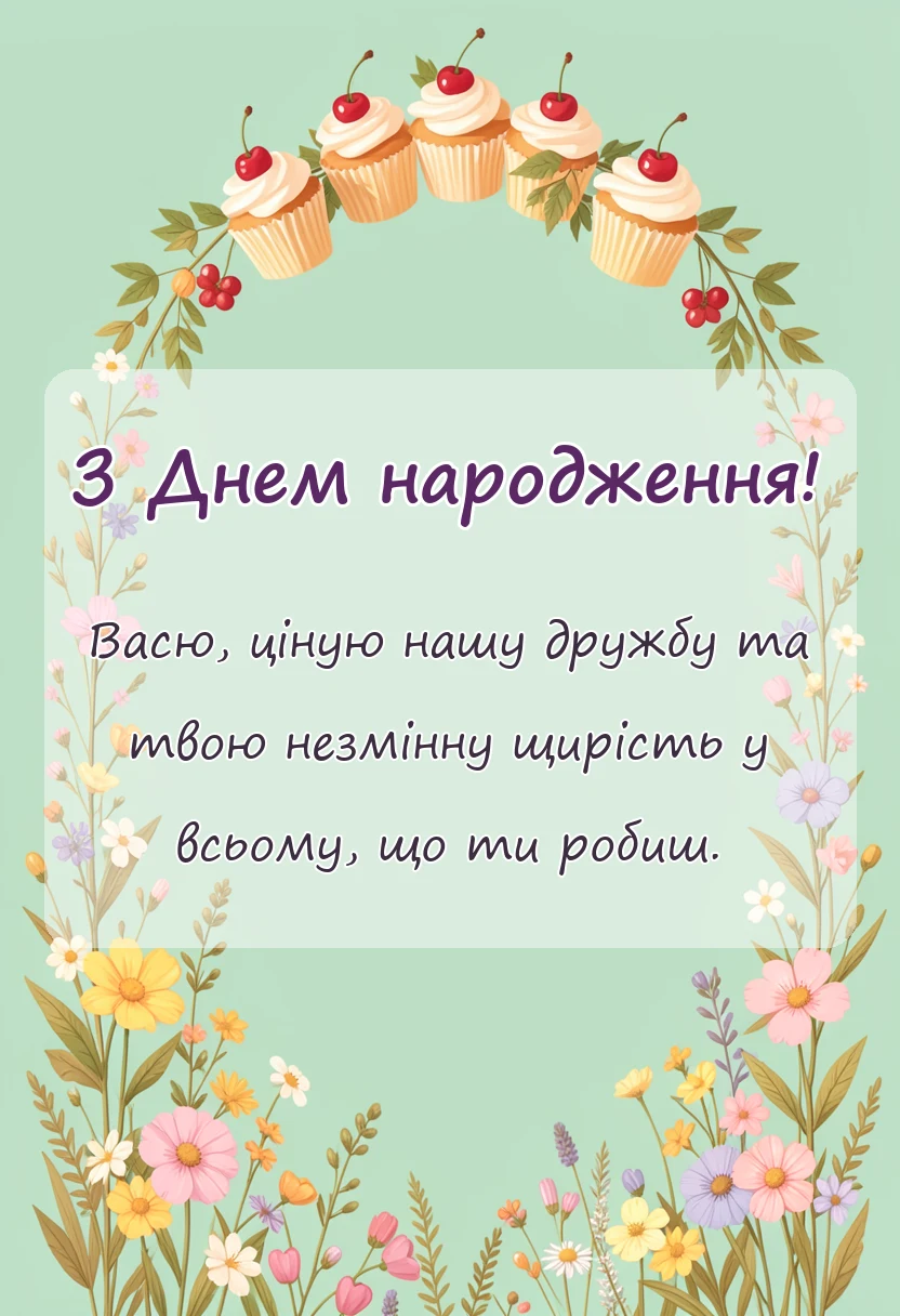 унікальна листівка - скачати картинку з днем народження вася