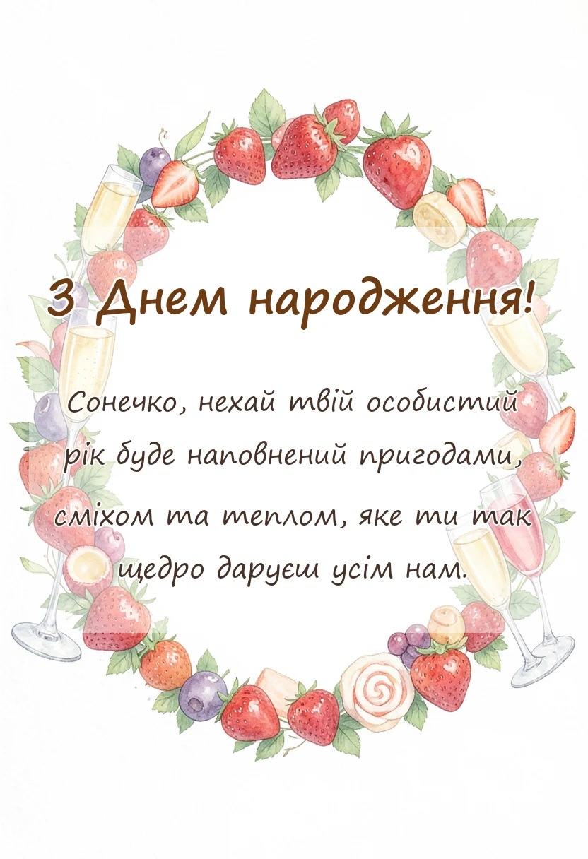 унікальна листівка - короткі привітання з днем народження