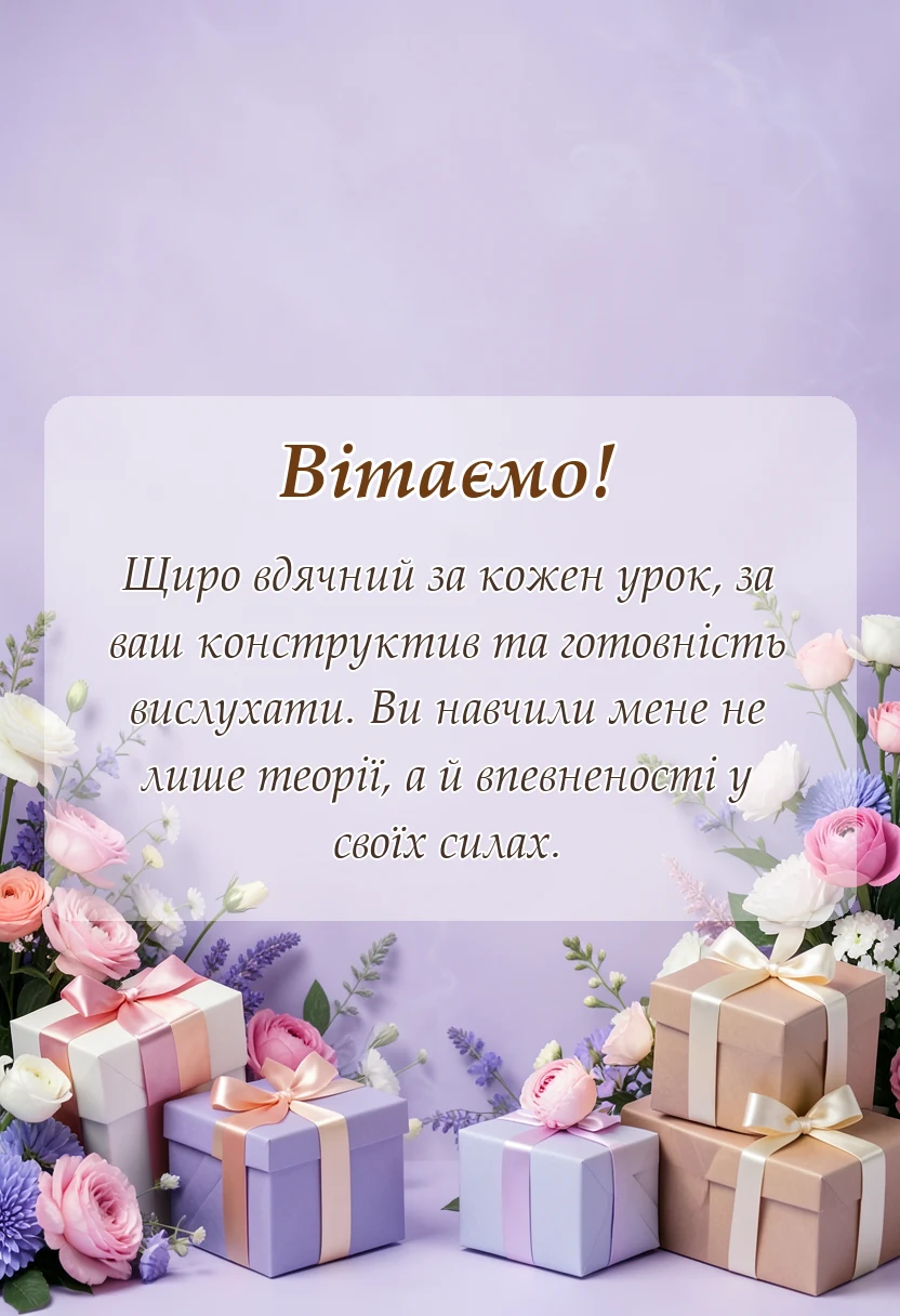 листівка з побажанням - подяка викладачу своїми словами