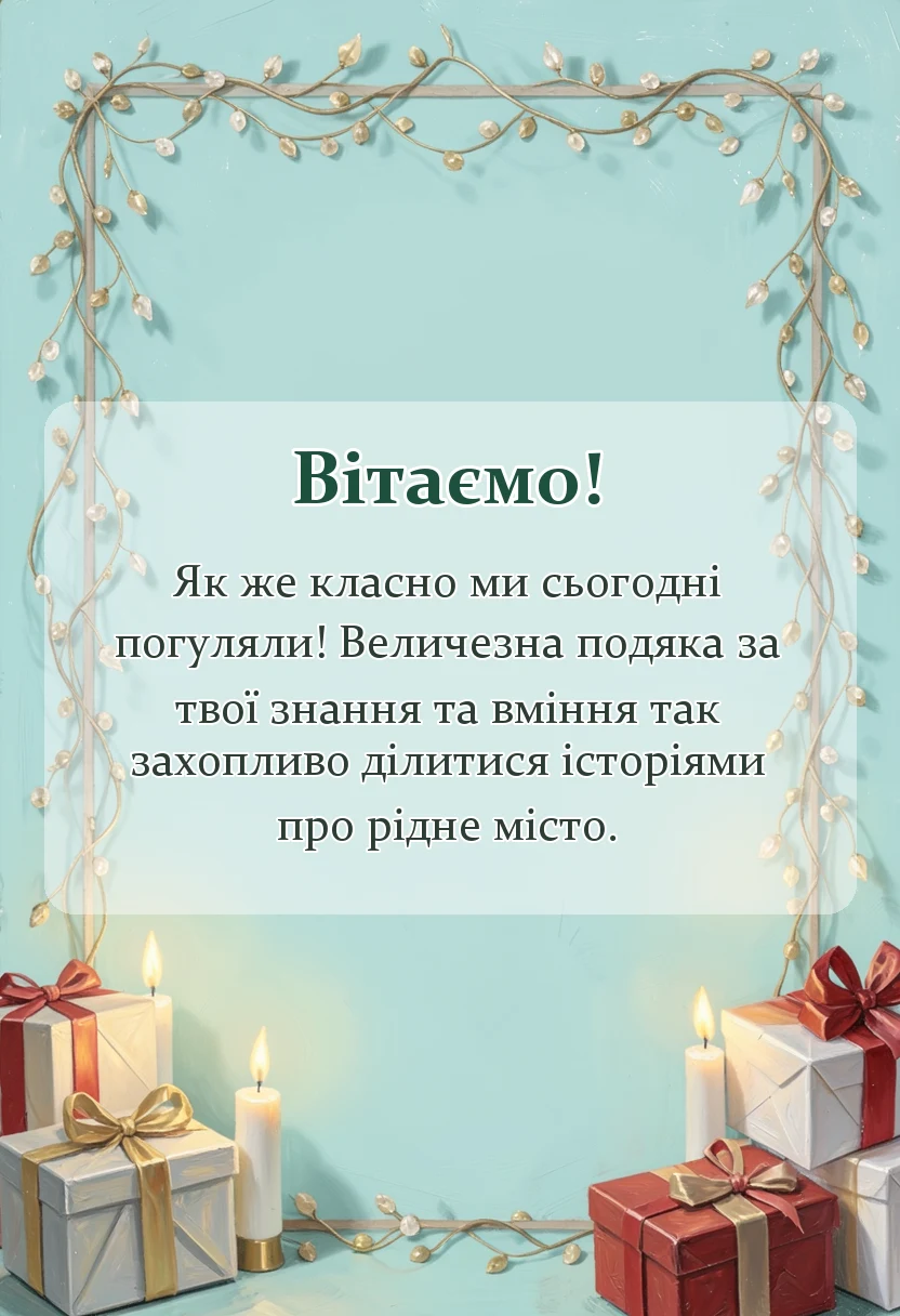 унікальна листівка - подяка за екскурсію своїми словами