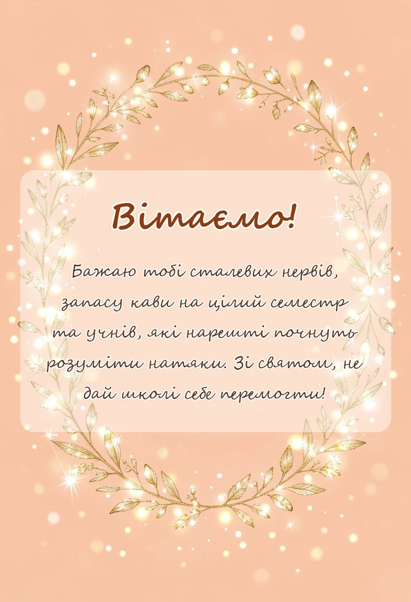 вітальна листівка - привітання з днем вчителя