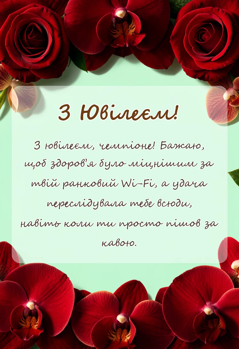 листівка з побажанням - привітання з ювілеєм хлопцеві