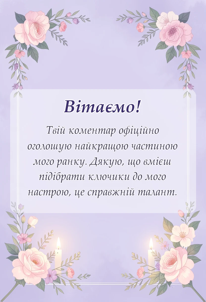 святкова картинка: подяка за привітання своїми словами
