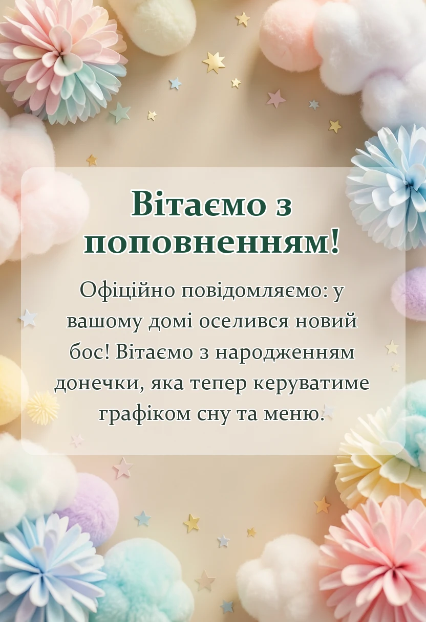 красива листівка: побажання новонародженій дівчинці