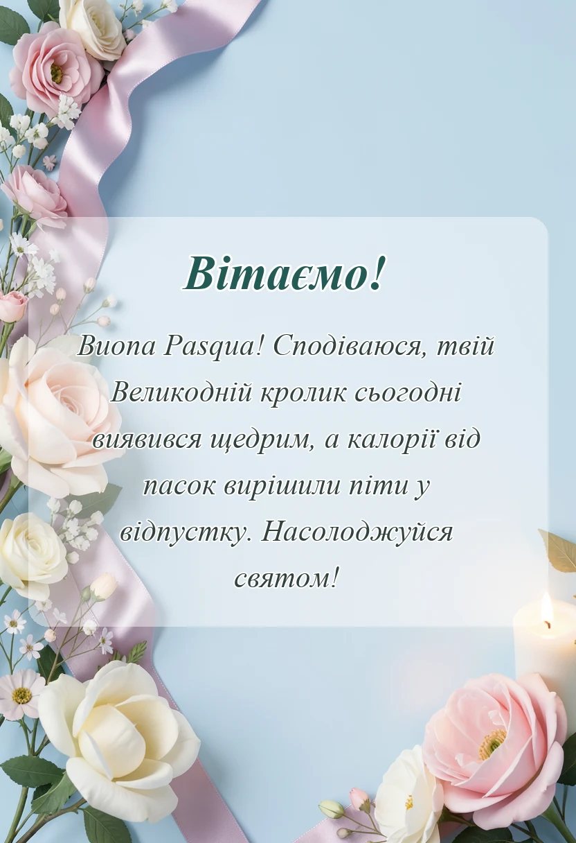 святкова картинка: привітання з пасхою італійською мовою з перекладом