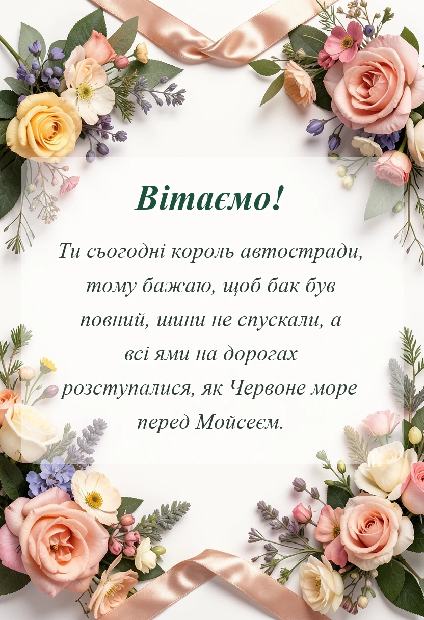 унікальна листівка - привітання з днем автомобіліста