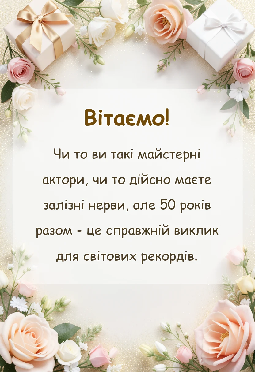 вітальна листівка - привітання з золотою річницею весілля 50 років